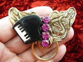 (#E-647) Piano SWAN lake Eyeglass pin pendant ID badge holder loop glasses - $27.10