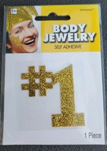 #1 Sports Fan Gold Glitter Body Jewelry adhesive sticker temporary tattoo - £2.35 GBP