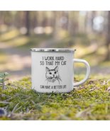 Funny Quote Cat Funny Coffee Mug for Cat Lover, I Work Hard So My Cat Ca... - $18.76