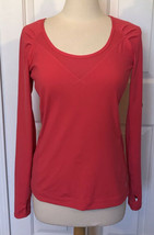 Lorna Jane Active top MEDIUM M long sleeve shirt mesh ruched hot pink ba... - $24.72