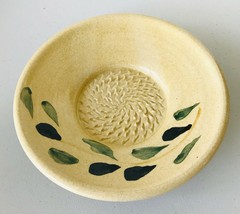Contemporary Pottery Olive Branch Dish Candle Base Rough Center 6-7/8&quot; USA - $16.44