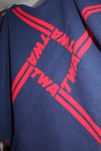 Vintage TWA Trans World Airline First Class Travel Blue and Red Blanket - $59.39