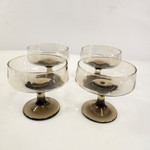 Vintage Smoky Topaz Glass Champagne Coupe Cocktail Glasses x 4 Flat Ombre - £26.45 GBP