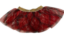 Holiday Time - Infant Baby Girls Christmas Tutu Skirt Red Plaid Gold Trim 2T - £6.42 GBP