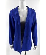 Vila Milano Sweater Jacket Cardigan Size Large Royal Blue Pockets Open F... - $819.65 MXN