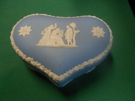 Wedgwood Jasperware Light Blue Greco-Roman Heart Shape Design Trinket Box #3 - £12.42 GBP