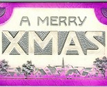 Christmas XMas Large Letter Greetings Airbrush High Relief Embossed Post... - $10.84
