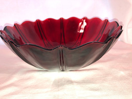 Ruby Red Oyster And Pearl 10.5 Inch Deep Fruit Bowl Depression Glass - £27.96 GBP