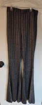 Womens S Saints &amp; Hearts Black/Silver Metallic Stripes Wide Leg Pants Le... - $8.91