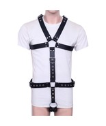 Men’s Leather Full Body Harness Belt Adjustable Strap Chest Harness Gay ... - $90.24