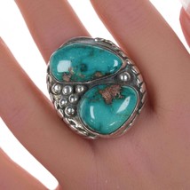 Sz11.5 Huge Vintage Native American sterling and turquoise ring - £390.82 GBP