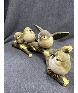 Resin Statue 4 BIRDS ON A LOG Lifelike Lots Of Detail 11” Long 4.5” Tall - £15.54 GBP