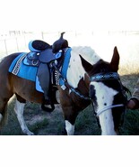 Western Cordura Trail Barrel Pleasure Horse SADDLE Bridle Tack Blue 4917 - $5,643.52 MXN