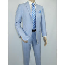 Men RENOIR suit Solid 2 Button Business Formal All Purpose Slim Fit 203-9 Blue image 9
