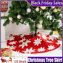 31 Inch Christmas Tree Skirt Red Snowflake Mat Livingroom Holiday Decora... - £15.00 GBP