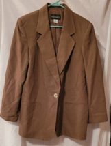 Women Requirements Brown Blazer Size 14  1 Button Lightweight Church Wed... - $16.99