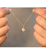 Opal Saturn Planet Pendant Necklace, Tiny Opal Saturn Charm Gold Cable C... - $26.19 CAD