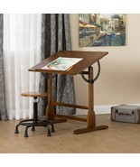 Drafting Table Adjustable Vintage 42&quot; Drawing Oak Finish 2 Piece Table S... - $5,870.83 MXN