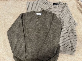 Bill Blass Men’s Sweaters Large Tan Beige Pullover USA Made Cotton Blend... - $49.49