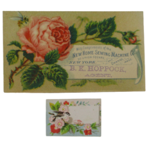 Victorian Trade Card New Home Sewing Machine Floral + Tiny Bird Note Car... - £5.43 GBP