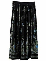 Women&#39;s Sequin Skirt Rayon Long Ankle Length Skirt with Drawstring Bohemian - £12.85 GBP