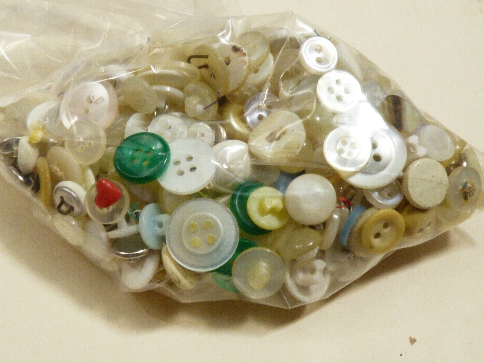 Vintage  lot of White color 5.3 oz Bag Sewing Buttons  - $11.88