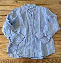 Uniqlo Men’s Button Down Linen Shirt Size M Blue Sf7  - $19.79
