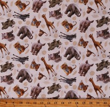 Cotton Baby Safari Animals African Whose Nose &amp; Toes Fabric Print BTY D387.44 - £10.34 GBP