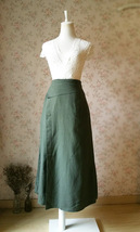 ARMY GREEN Linen Boho Skirt Women Loose Fitting Long Linen Wrap Skirt Outfit image 3