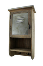 Scratch &amp; Dent Rustic Reclaimed Wood Wall Cabinet with Shelf and Hooks 20 in. - £46.43 GBP