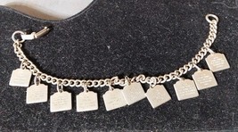 Vintage Religious Ten Commandments Tablet Childrens Charm Bracelet 6&quot; Cr... - £10.53 GBP