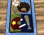 Just Born Blue Baseball Fleece Baby Blanket 30”x45” - $31.34