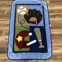 Just Born Blue Baseball Fleece Baby Blanket 30”x45” - £24.68 GBP