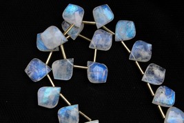 Natural 19 piece faceted leaf Rainbow Moonstone gemstone briolette bead ... - £94.35 GBP