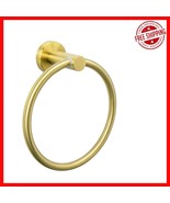 Modern Round Towel Holder in Brushed Gold - Durable Stainless Steel Design - $427.22 MXN