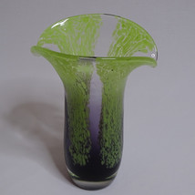 Vintage Purple And Green Art Glass Vase With Double Spouted Lip PRETTY Vase Rare - £15.20 GBP