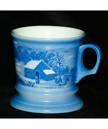 Currier &amp; Ives Hometead Home in Wilderness 10oz Coffee Mug Blue White Sh... - $14.84