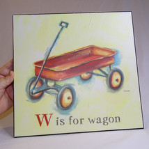 Wall Art W Is For Wagon By Catherine Richards Red Wagon On Wood Board Co... - $11.41