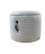 SEAT4U 20" Johnansson Ottoman Pouf in Azure Stripe Linen Fabric - $179.00