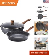 Versatile 3-Piece Swiss Granite Nonstick Pan Set - Compatible with All S... - $57.50