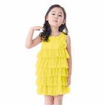 Girls Sleeveless Party Beach Dresses Summer Tank Sleeve Tiered Sundress 10Y - £10.27 GBP