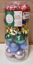 Christmas Ornaments Shatterproof 24pk 1 1/2” Round Balls 6 Different Types 273P - £3.90 GBP