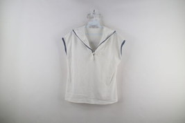 Vintage 70s Womens Large Distressed Sailing Sailboat Naval Tie T-Shirt White USA - £31.43 GBP