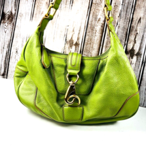 Wilson Genuine Pebbled Leather Green Hobo Shoulder Handbag Brass Clip Closure - £39.61 GBP