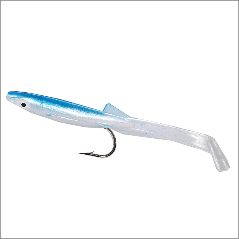 s 6pcs/lot Fishing Lure Fish Eel Lure white Blue Soft Baits with hook 8cm 2.3g S - $33.19