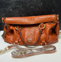 Dooney &amp; Bourke Florentine Large Satchel Leather Bag Retired Orange/Cognac - £173.98 GBP