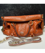 Dooney &amp; Bourke Florentine Large Satchel Leather Bag Retired Orange/Cognac - £175.74 GBP