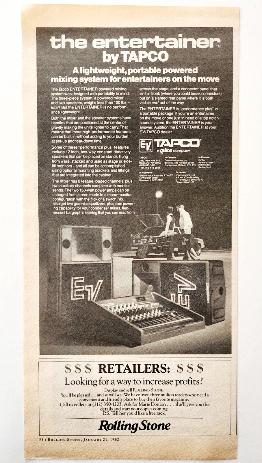 1982 EV TAPCO Mixer PA System Advertisement Vintage Live Sound Equipment DWJJ13 Item image 2