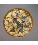 Japanese Bamboo Serving Tray Bamboo Tray  With Coasters 7 Vintage Asian ... - $303.93 MXN