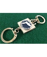 Vintage 1968 KENNEDY SPACE CENTER key chain two rings embossed State of ... - $14.80